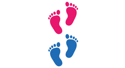 Colorful footprints in blue and pink a playful image silhouette