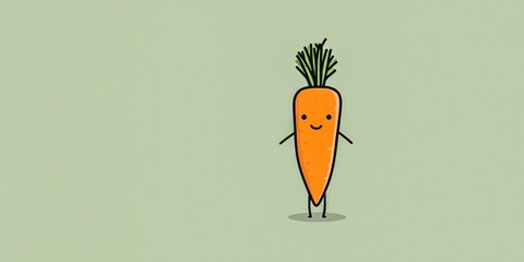Cheerful Carrot Character Isolated on Green Background A Whimsical Illustration for Healthy Concepts