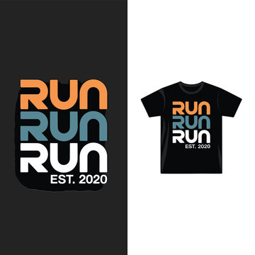 Modern t shirt design featuring stacked run text and established date