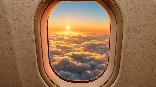 Sunset view from airplane window