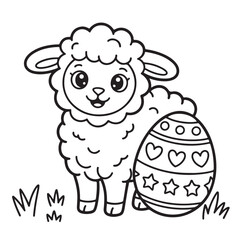 EASTER BOLD EASY COLORING PAGES, VECTORS, ILLUSTRATION, LINE ART, BLACK-WHITE, BOLORING BOOK, COLORING PAGES, 8.5X8.5 INCHES, PRINTABLE COLORING PAGES, BUNNY, EGG, CHICK, EASTER BACKGROUND