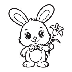 Obraz premium EASTER BOLD EASY COLORING PAGES, VECTORS, ILLUSTRATION, LINE ART, BLACK-WHITE, BOLORING BOOK, COLORING PAGES, 8.5X8.5 INCHES, PRINTABLE COLORING PAGES, BUNNY, EGG, CHICK, EASTER BACKGROUND