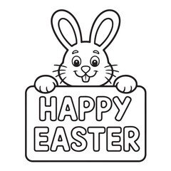 Fototapeta premium EASTER BOLD EASY COLORING PAGES, VECTORS, ILLUSTRATION, LINE ART, BLACK-WHITE, BOLORING BOOK, COLORING PAGES, 8.5X8.5 INCHES, PRINTABLE COLORING PAGES, BUNNY, EGG, CHICK, EASTER BACKGROUND