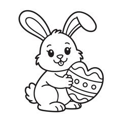 Obraz premium EASTER BOLD EASY COLORING PAGES, VECTORS, ILLUSTRATION, LINE ART, BLACK-WHITE, BOLORING BOOK, COLORING PAGES, 8.5X8.5 INCHES, PRINTABLE COLORING PAGES, BUNNY, EGG, CHICK, EASTER BACKGROUND