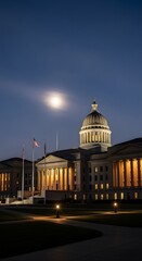 Obraz premium Image of a government building with the full moon in the night sky.