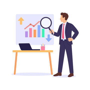 Variance Analysis, comparing actual results against budget, Flat vector character illustration