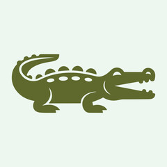 Fototapeta premium Minimalist Crocodile Icon – Simple Alligator Animal Symbol Flat Vector Design.