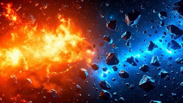 space asteroids and nebula