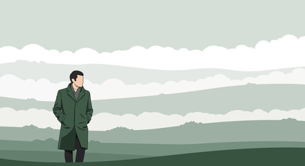 Obraz premium A Person Contemplating The Scenic Landscape And The Vastness of Nature