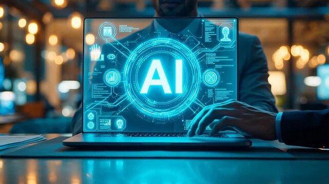 Person working on AI technology on laptop