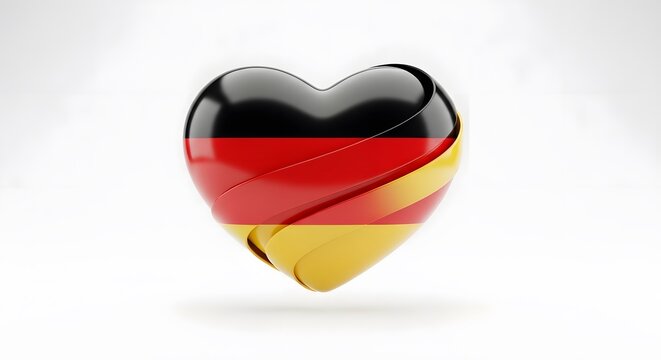 A heart-shaped object with the colors of the german flag, symbolizing love and patriotism.