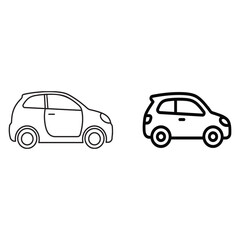 Fototapeta premium Compact Car Line Icons Set – Small Hatchback Outline Vector Illustration