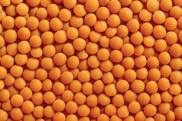 Red lentils close-up in top view. Natural food backdrop texture filling the frame, ideal for healthy nutrition concepts, packaging design  and clean ingredient backgrounds.