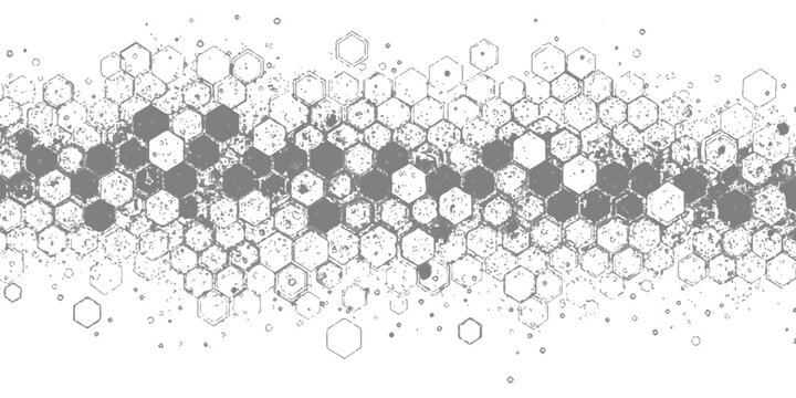 Abstract honeycomb pattern with grunge texture and fading effect on a white background