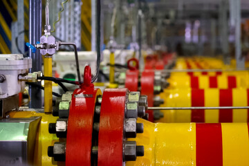 Valves and meters on gas pipelines at gas metering unit of the L