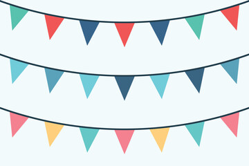 Obraz premium Set of multicolored buntings garlands flags