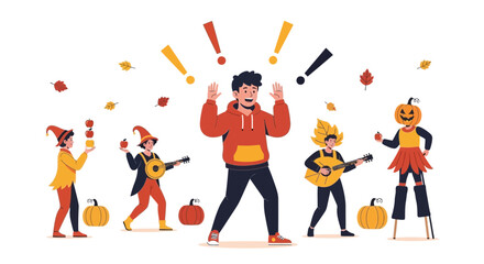 Autumnal Festivities: Celebrating Halloween With Musicians And Seasonal Ambiance