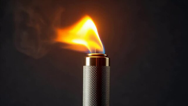 Flame on metallic torch
