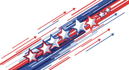 Obraz premium Ascending Stars And Streaks With Red Blue And White Motif