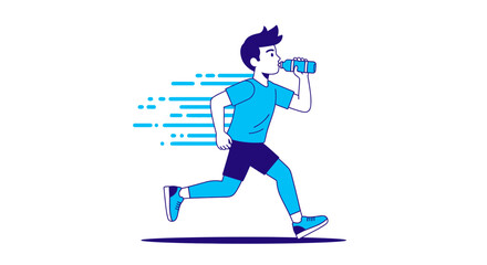 Fototapeta premium Athletic Person Hydrating While Running Energetically