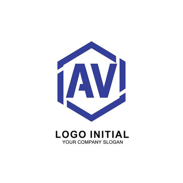 Avi logo design with hexagonal shape