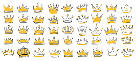 Hand- Drawn Yellow Crown Illustrations hand-drawn outline and most popular crown © DOT CANVAS