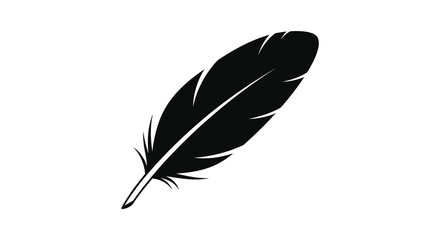 Obraz premium A striking black silhouette depicts a single feather showcasing its delicate barbs and quill high quality professional detailed