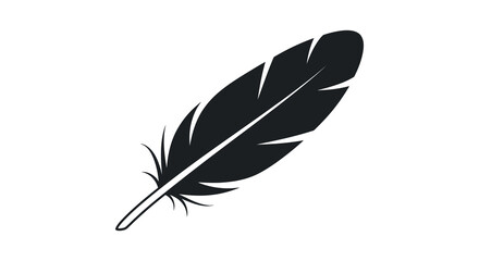 A minimalist depiction of a single black feather against a stark white background showcasing elegant simplicity high quality