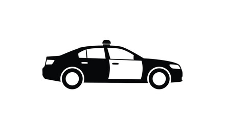 Fototapeta premium Simple black silhouette of a sedan with an open passenger door