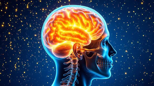 Human brain and skull anatomy