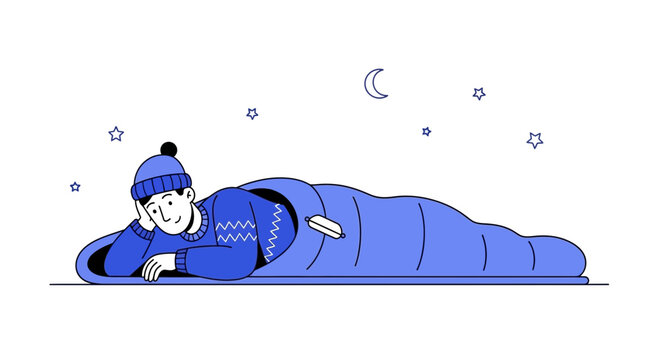Cozy Evening In A Sleeping Bag Under The Stars