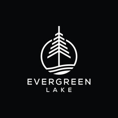 pines tree with evergreen fir forest landscape logo design © Rachmad