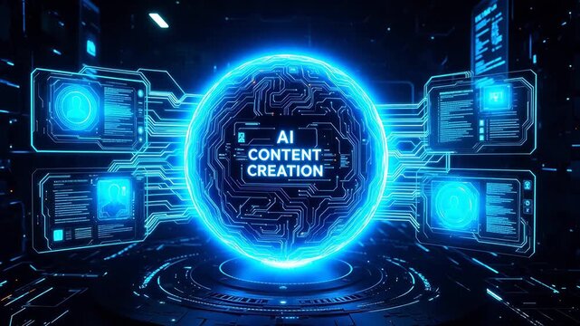 AI content creation sphere with circuit design