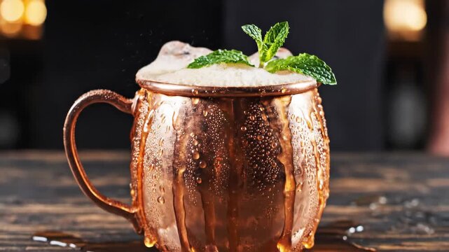 Moscow mule cocktail being prepared with fresh lime squeeze 4K Video