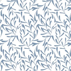 Soft Pastel Floral Seamless Pattern, Delicate Watercolor Leaves and Branches Ornament on White Background, Elegant Minimalist Botanical Wallpaper for Textile and Wedding Design