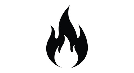 A striking black silhouette depicts a stylized flame showcasing its dynamic and ascending form with sharp edges © Kuntol02