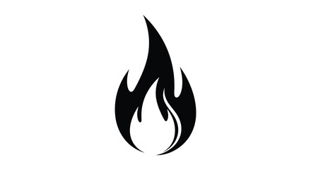 A stark black silhouette depicts a stylized flame showcasing dynamic curves and a sense of energy high quality