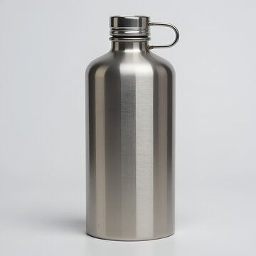Dewar Flask: Metal Reservoir Thermos Bottle Isolated on White Background