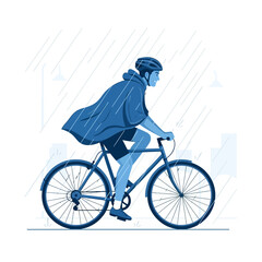 Obraz premium Cyclist Navigates Through Heavy Rainfall In Urban Setting