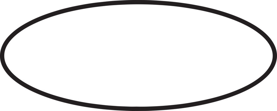 Thick black oval outline on a plain white background also transparent background shape geometric