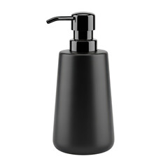 Obraz premium Modern black soap dispenser with pump on a white background isolated on transparent background
