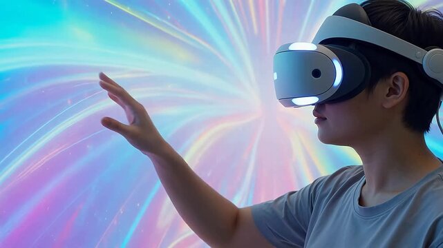 Person using virtual reality headset