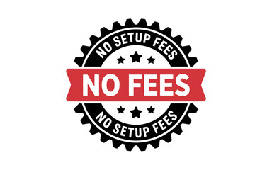 No fees no setup fees business label icon design element