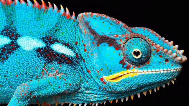 Closeup of a colorful chameleon