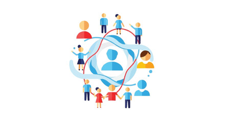 Fototapeta premium People standing on and around interconnected lines forming a network connections