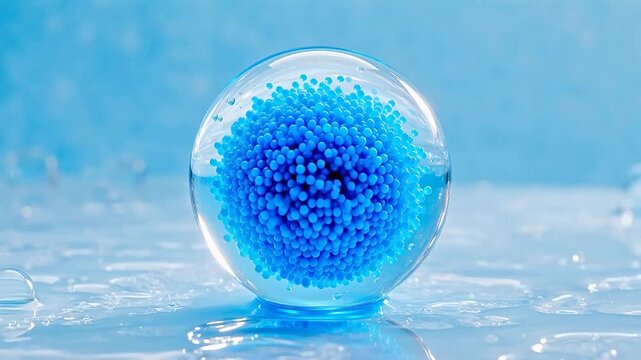 Glass sphere filled with blue beads