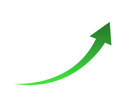 green curved graph with arrow png transparent background