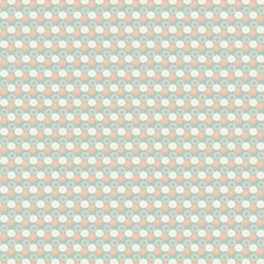 Pastel seamless pattern with small peach, mint and white daisies. Delicate repeating floral background perfect for fabric, wallpaper and packaging.