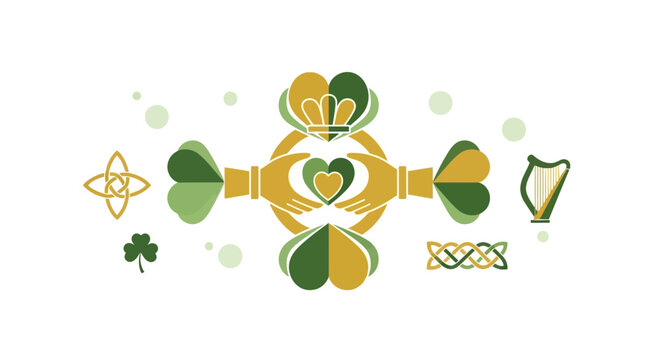 Embrace Irish Heritage With Symbolic Hands Hearts Harp and Celtic Knots