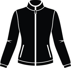 A simple black icon of a sports jacket with a full zipper and stand-up collar © Mahraz